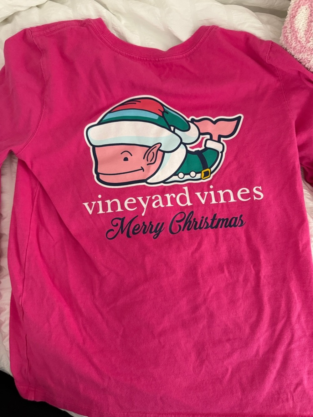 Vineyard Vines Hot Pink Whale Holiday Tee